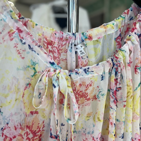 Cabi In Case Blouse White Yellow Red Blue Peasant Watercolor Floral Top 826 M - Picture 8 of 8